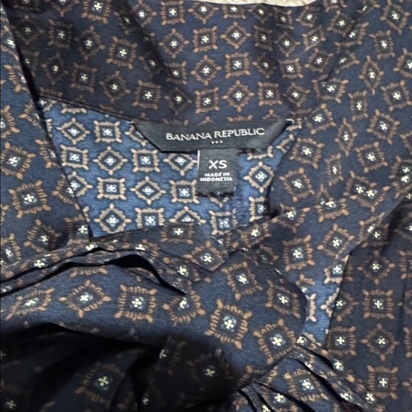 BANANA REPUBLIC PREPPY NAVY SCARF-NECK BLOUSE SIZE XS - Picture 2 of 6